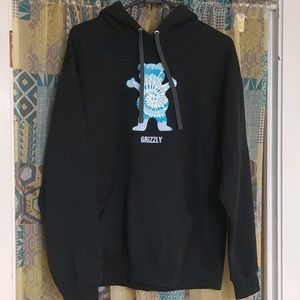 Grizzly tiedye bear hoodie, L